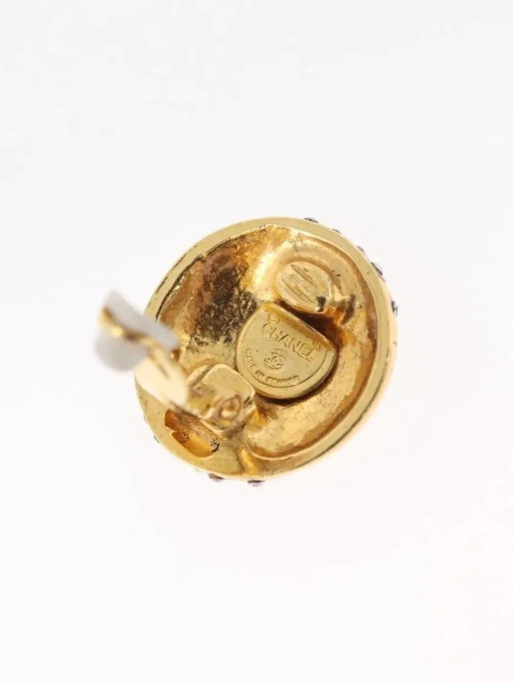 CHANEL Rhinestone Earring metal Gold Tone CC Auth ka2829 - Picture 5 of 11